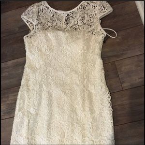 White Lace Cap Sleeve Dress